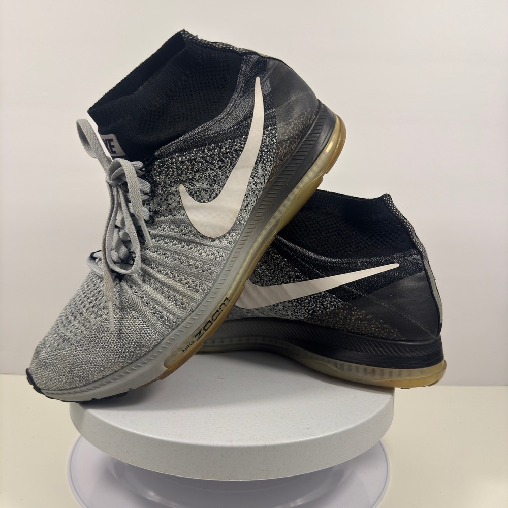 Nike Zoom All Out Flyknit Mens Running Shoes Wolf Grey Black 844134-002 Size 12